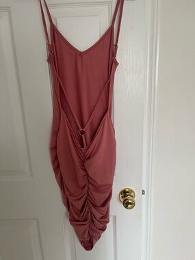 SHEIN Dusty Rose Backless Ruched Dress